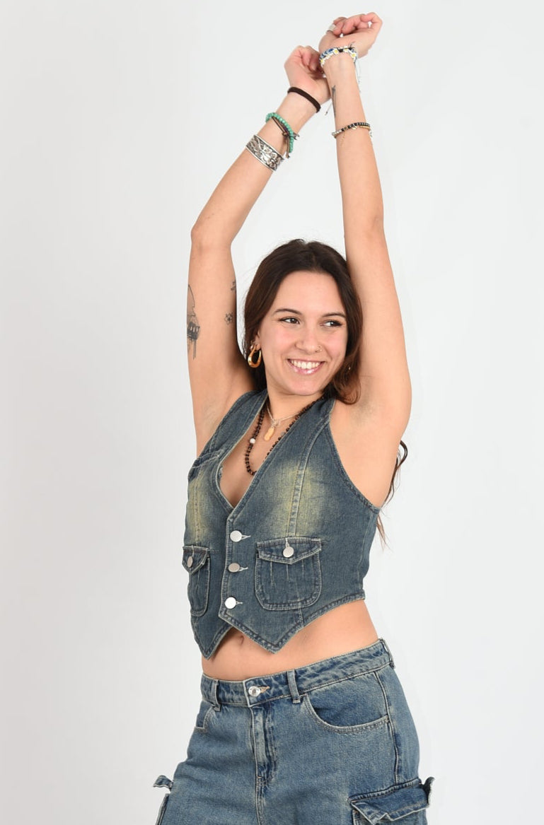 GILET JEANS STILE VINTAGE
