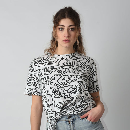 T-SHIRT CON STAMPA POP DI KEITH HARING