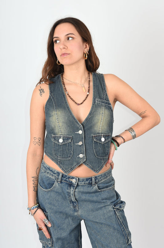 GILET JEANS STILE VINTAGE